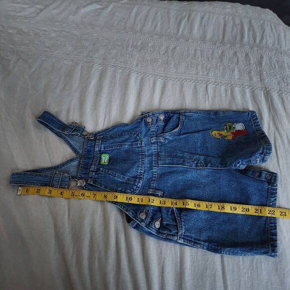 4T VTG Overall Bibs Sesame Street Shortall Shorts Boy Girl Toddler Denim Jeans - Picture 8 of 10
